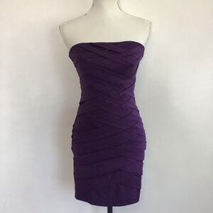 NIKIBIKI Women Strapless Purple Bandage Special Event Dress S